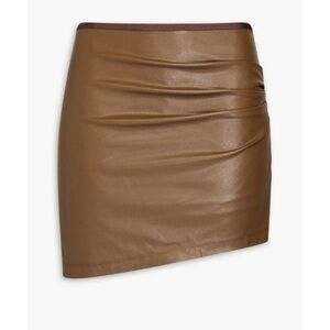 Helmut Lang Skirt
Women's Brown Ruched Asymmetrical Faux Leather Mini Skirt L
